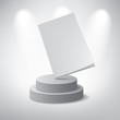 White podium on grey background
