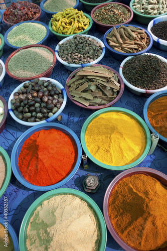 Photo: Piles of colorful spices, Anjuna market Piles of colorful spices, Anjuna market