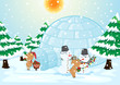 Illustration of a chistmas scene with snowmasen