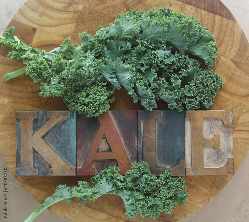 Photo: kale leaves with word kale leaves with word