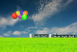 Beautiful balloon with blue sky and bridge