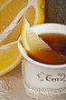 tea in cup and lemon tea in cup and lemon