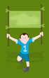 Boy Holding Banner