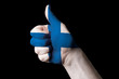 finland national flag thumb up gesture for excellence and achiev