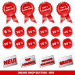 Online Shop Siegel und Buttons - rot