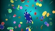 Casino chips dropping blue background Casino chips dropping blue background