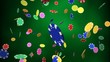 Casino chips dropping green background Casino chips dropping green background