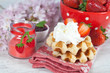 Waffle with strawberries Waffle with strawberries