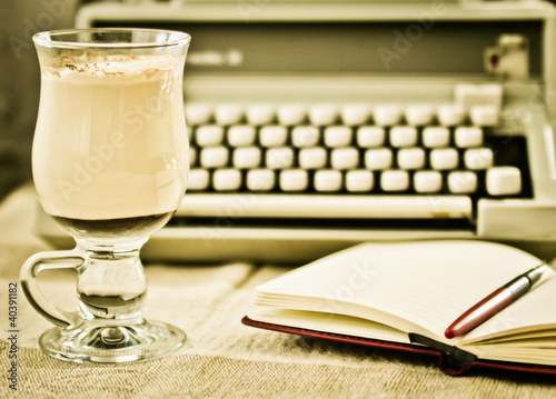 Photo: Coffee and a type-writer Coffee and a type-writer