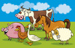 Group of cartoon farm animals Group of cartoon farm animals