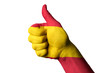 spain national flag thumb up gesture for excellence and achievem