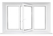 White plastic triple doors window isolated on white background White plastic triple doors window isolated on white background