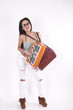 Young attractive sexy woman playing accordian Young attractive sexy woman playing accordian