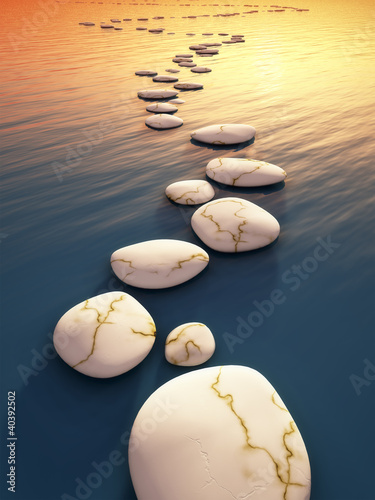 Illustration: step stones sunset step stones sunset