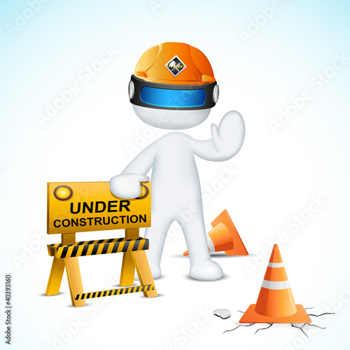 Vector: 3d Man in Vector with Under Construction Element 3d Man in Vector with Under Construction Element