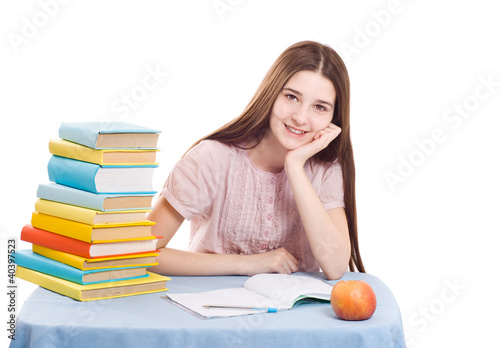 Photo: The girl with books The girl with books