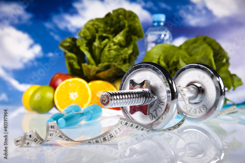 Photo: Fitness Food and blue sky Fitness Food and blue sky