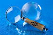 Magnifying glass and globe