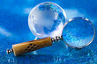Magnifying glass and globe