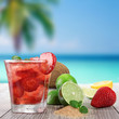 Fresh fruit drink on a beach Fresh fruit drink on a beach