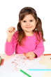 Little Smiling Girl Drawing