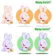 Cute Bunny Running With Easter Eggs Different Colors.Collection Cute Bunny Running With Easter Eggs Different Colors.Collection