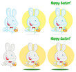Happy Bunny Running With Easter Eggs Different Colors.Collection Happy Bunny Running With Easter Eggs Different Colors.Collection