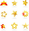 collection of gold star icons, vector collection of gold star icons, vector
