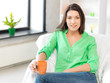 lovely woman with mug