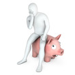 Abstract white man sits on piggy bank Abstract white man sits on piggy bank