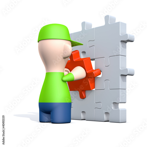 Illustration: Männchen mit Puzzle - erfolgreiche Lösung Männchen mit Puzzle - erfolgreiche Lösung