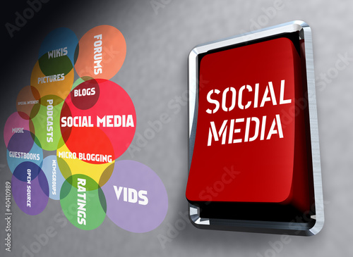 Illustration: social network and media concept, switch social network and media concept, switch