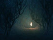 Illustration: woman with lamp in the dark forest woman with lamp in the dark forest