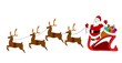 santa in  sled  with reindeer over white