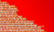 Backsteinwand mit rotem Hintergrund