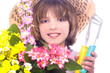 little boy with flowers
