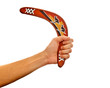 hand holdiing boomerang on white background hand holdiing boomerang on white background