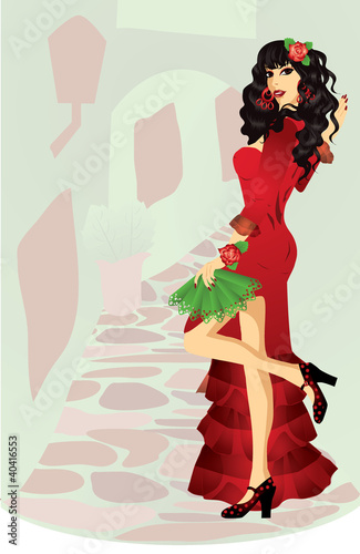 Vektor: Sexy Spanish girl, vector illustration Sexy Spanish girl, vector illustration