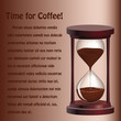 Background with hourglass with coffee