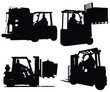Four forklift truck silhouettes