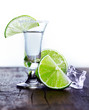 Tall glass with cool drink and lime slice