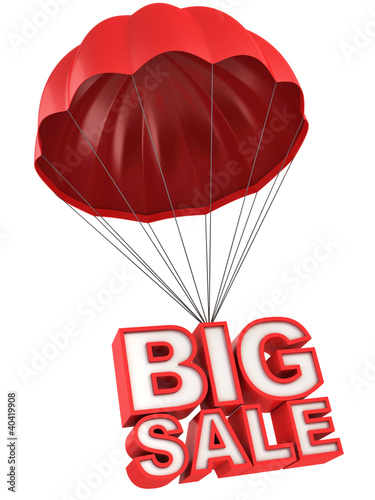 Illustration: big sale 3d letters on parachute big sale 3d letters on parachute