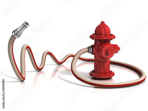 Illustration: fire hydrant with fire hose 3d illustration fire hydrant with fire hose 3d illustration
