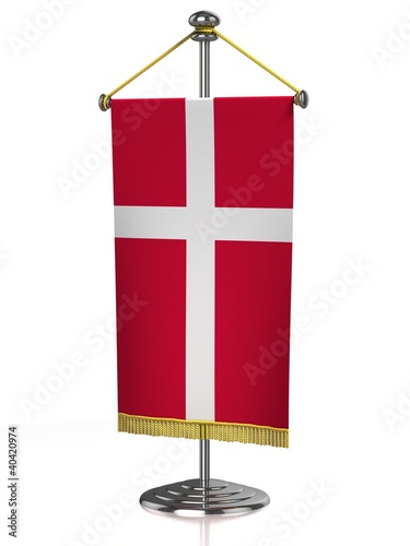 Illustration: Denmark table flag isolated on white Denmark table flag isolated on white