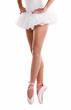 Lower half waist down image of ballerina on pointe