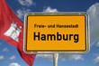 Deutsches Ortsschild Landeshauptstadt Hamburg