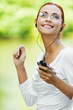 beautiful woman listening to music