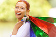 beautiful woman made ​​ purchase at store