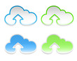Vector cloud stickers with arrows, set of four Vector cloud stickers with arrows, set of four