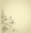 Vector background with summer landscape